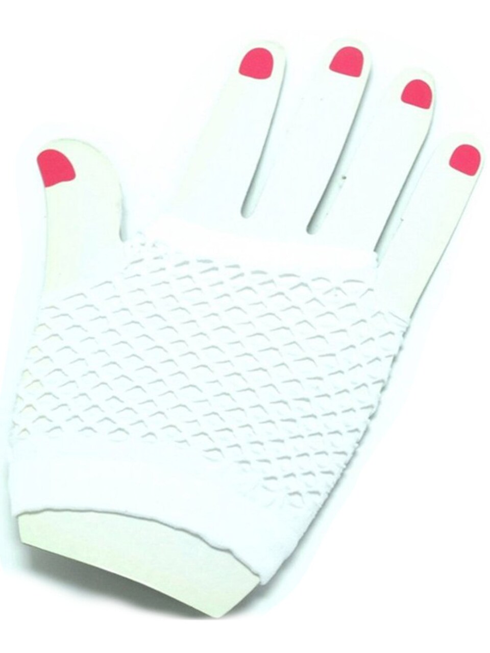 Adults Neon White Fishnet Fingerless 80s Rock Costume Half Gloves